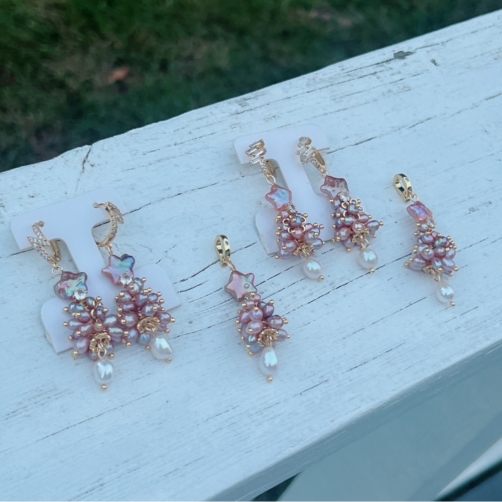 X’mas 03 Handmade Freshwater Baroque Pearl X’mas Tree Earrings and Pendant Set - Picture 3 of 8
